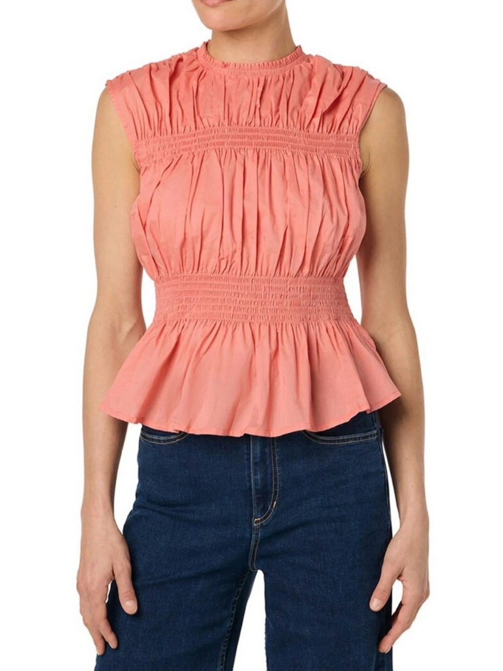Joe’s Jeans Coral Cotton Smocked Peplum Sleeveless Blouse Sz S Romantic Boho